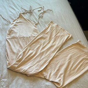 Zara Wide Leg Cotton Strappy Low Back Jumpsuit